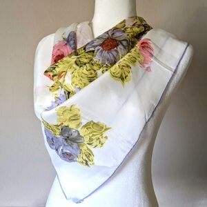 Dreamy Vintage Floral Scarf with Hand Rolled Edges